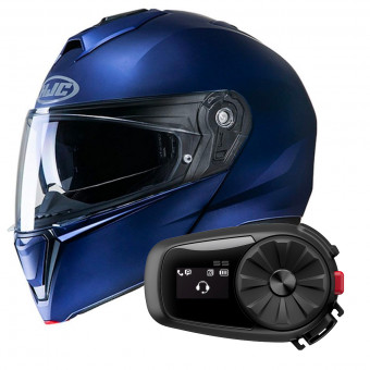 Modular HJC I90 Semi Flat Blue + Kit Bluetooth 5S Solo