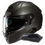 Casque Modular HJC i91 Semi Flat Titanium + Kit Bluetooth Smart 21B Flat Black