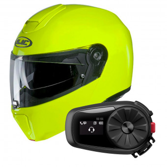 Modular HJC RPHA 90 S Fluo Green + Kit Bluetooth 5S Solo