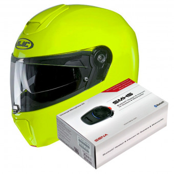 Modular HJC RPHA 90 S Fluo Green + Kit Bluetooth SMH5
