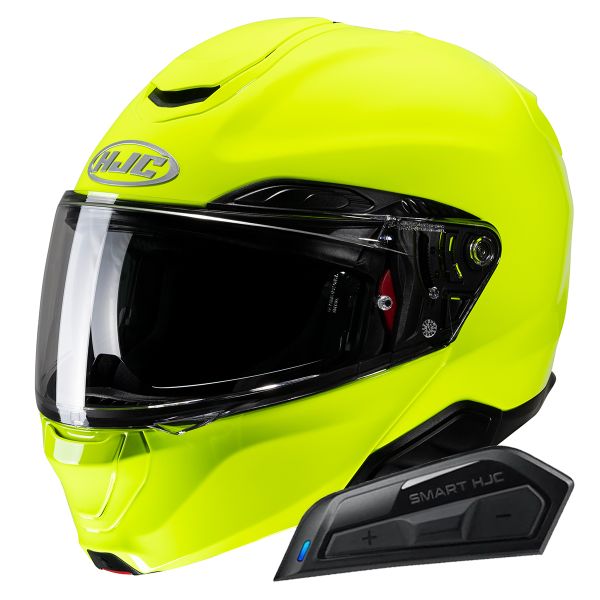 Modular HJC RPHA91 Fluorescent Green + Kit Bluetooth Smart 11B