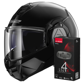 Modular LS2 Advant Black FF906 + Kit Bluetooth 4X Cardo