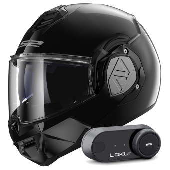 Modular LS2 Advant Black FF906 + Kit Bluetooth Lokui K30