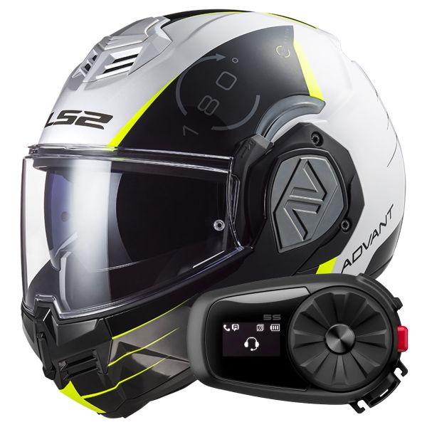 Modular LS2 Advant Codex White Black FF906 + Kit Bluetooth 5S Solo