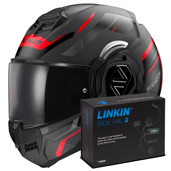 Modular LS2 Advant Kuka Matt Black Red FF906 + Linkin Ride Pal III