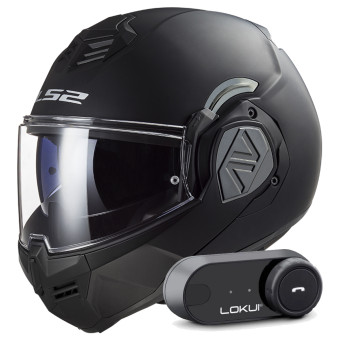 Modular LS2 Advant Matt Black FF906 + Kit Bluetooth Lokui K30