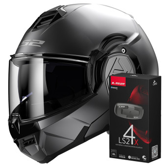 Modular LS2 Advant Matt Titanium FF906 + Kit Bluetooth 4X Cardo