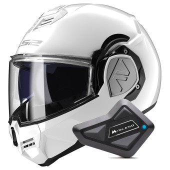 Modular LS2 Advant White FF906 + Kit Bluetooth BT Mini