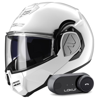 Modular LS2 Advant White FF906 + Kit Bluetooth Lokui K30