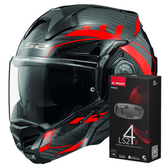 Modular LS2 Advant X C Future Red FF901 + Kit Bluetooth 4X Cardo