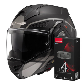 Modular LS2 Advant X Metryk Matt Titanium FF901 + Kit Bluetooth 4X Cardo