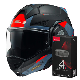 Modular LS2 Advant X Oblivion M. Black Blue FF901 + Kit Bluetooth 4X Cardo