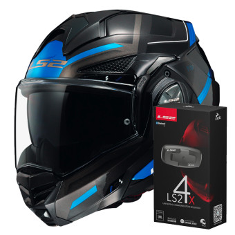 Modular LS2 Advant X Spectrum Black Titanium Blue FF901 + Kit Bluetooth 4X Cardo
