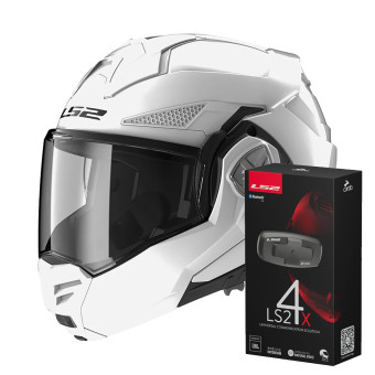 Modular LS2 Advant X White FF901 + Kit Bluetooth 4X Cardo