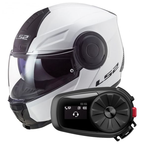 Modular LS2 Scope White FF902 + Kit Bluetooth 5S Solo