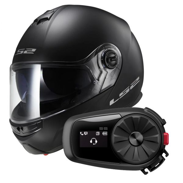 Modular LS2 Strobe Matt Black FF325 + Kit Bluetooth 5S Solo