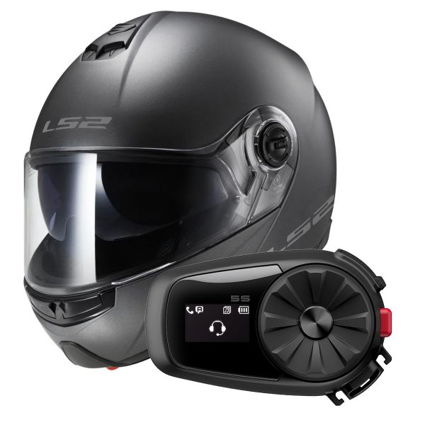 Modular LS2 Strobe Matt Titanium FF325 + Kit Bluetooth 5S Solo