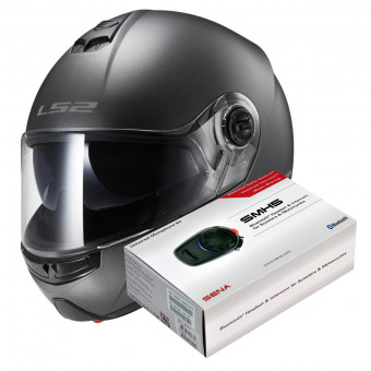 Modular LS2 Strobe Matt Titanium FF325 + Kit Bluetooth Sena SMH5