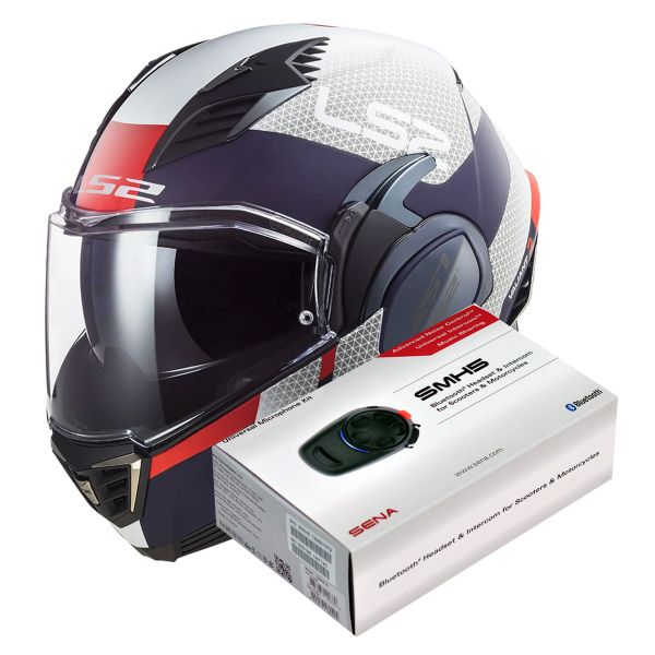 LS2 Casco modular para moto Valiant II Citius blanco azul M