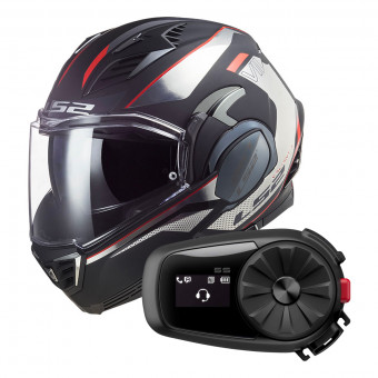 Modular LS2 Valiant II Hub Black Chrome FF900 + Kit Bluetooth 5S Solo