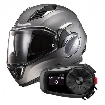 Modular LS2 Valiant II Matt Titanium FF900 + Kit Bluetooth 5S Solo