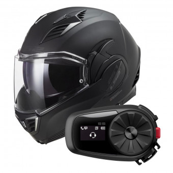 Modular LS2 Valiant II Noir Matt Black FF900 + Kit Bluetooth 5S Solo