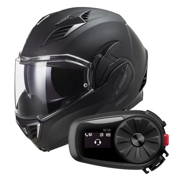 Modular LS2 Valiant II Noir Matt Black FF900 + Kit Bluetooth 5S Solo