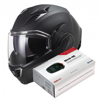 Modular LS2 Valiant II Noir Matt Black FF900 + Kit Bluetooth SMH5 Solo