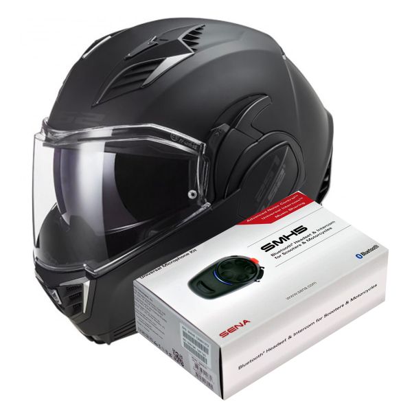 Modular LS2 Valiant II Noir Matt Black FF900 + Kit Bluetooth SMH5 Solo