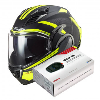 Modular LS2 Valiant II Revo Black H-V Yellow FF900 + Kit Bluetooth SMH5 Solo