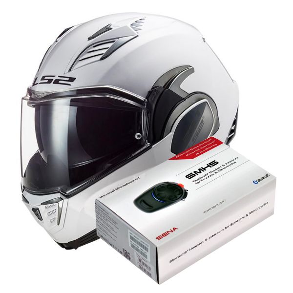 Modular LS2 Valiant II White FF900 + Kit Bluetooth SMH5 Solo