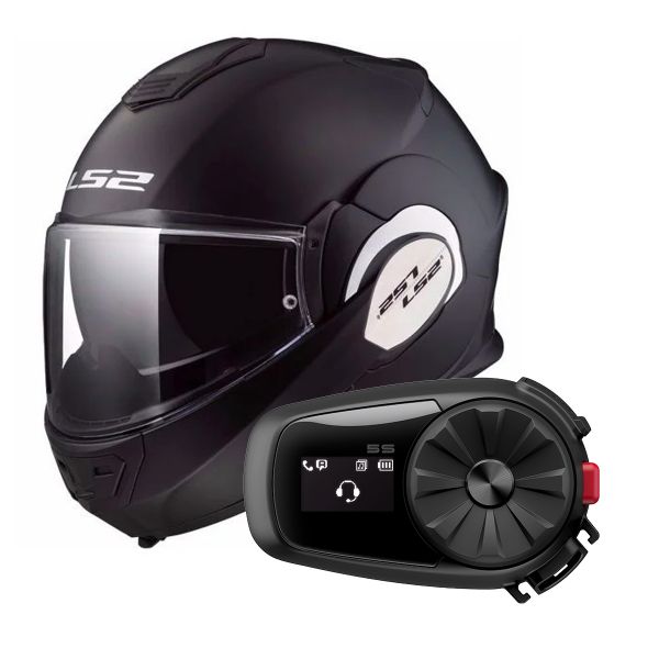 Modular LS2 Valiant Solid Matt Black FF399 + Kit Bluetooth 5S Solo