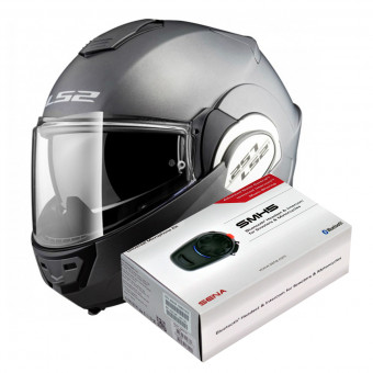 Modular LS2 Valiant Solid Matt Titanium FF399 + Kit Bluetooth SMH5 Solo