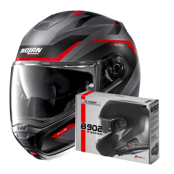 Modular Nolan N100 5 Plus Overland N-Com Flat Red 32 + Kit Bluetooth B901 R