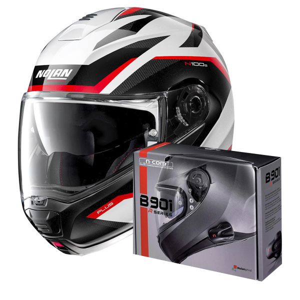 Modular Nolan N100 5 Plus Overland N-Com White Black 34 + Kit Bluetooth B901 R