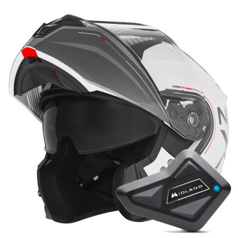 Modular NOX N968 Tomak White Red + Kit Bluetooth BT Mini