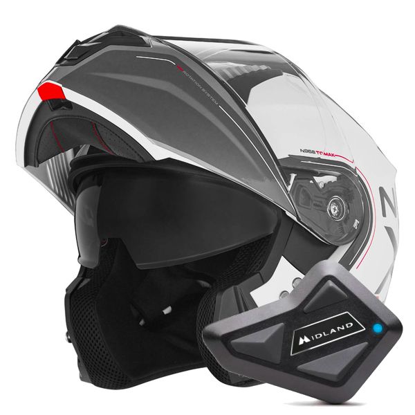 Modular NOX N968 Tomak White Red + Kit Bluetooth BT Mini