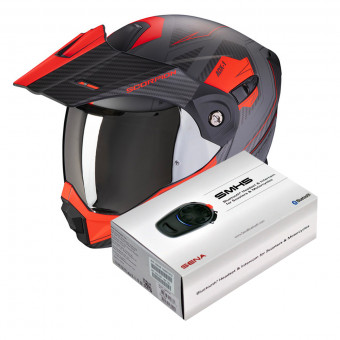 Modular Scorpion ADX-1 Tucson Cement Gray Matt Red + Kit Bluetooth Sena SMH5