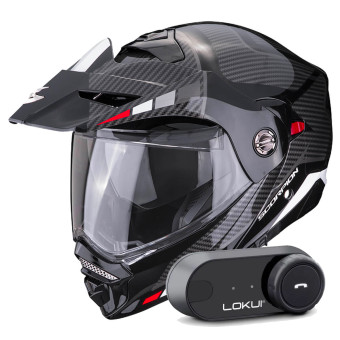 Modular Scorpion ADX-2 Camino Black Silver Red + Kit Bluetooth Lokui K30