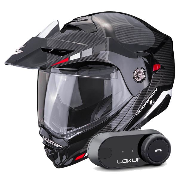 Modular Scorpion ADX-2 Camino Black Silver Red + Kit Bluetooth Lokui K30