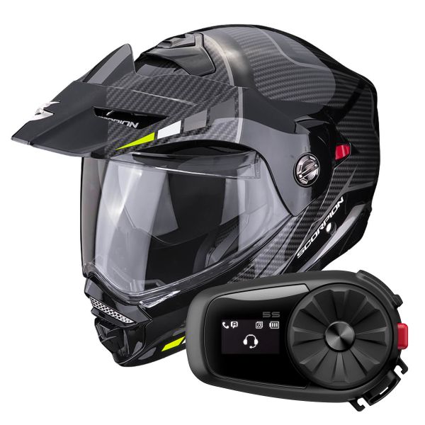 Modular Scorpion ADX-2 Camino Black Silver Yellow Fluo + Kit Bluetooth 5S