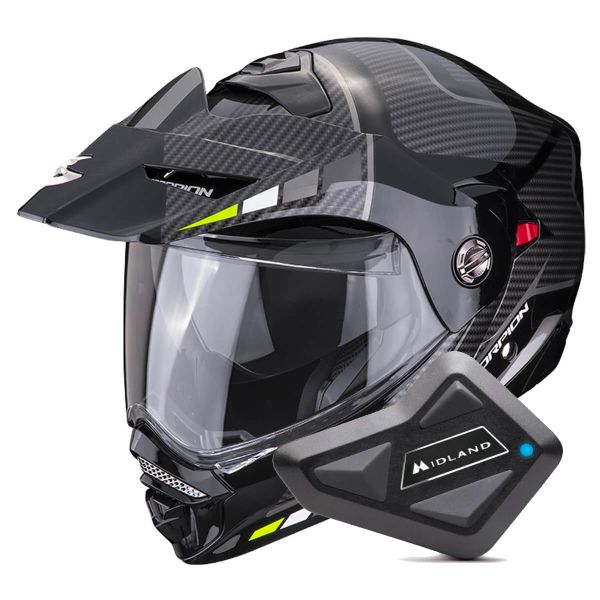 Modular Scorpion ADX-2 Camino Black Silver Yellow Fluo + Kit Bluetooth BT Mini