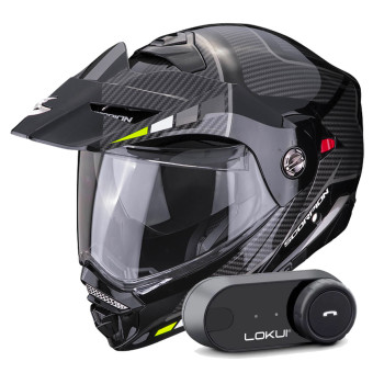 Modular Scorpion ADX-2 Camino Black Silver Yellow Fluo + Kit Bluetooth Lokui K30