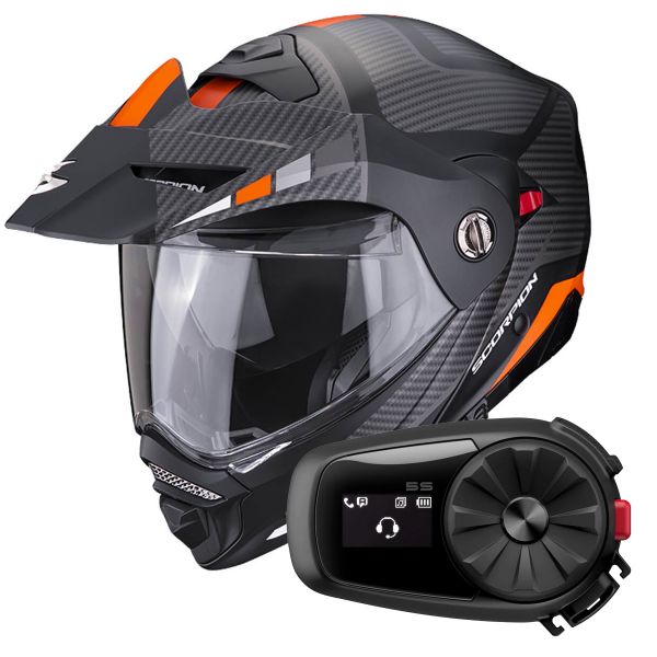Modular Scorpion ADX-2 Camino Matt Black Silver Orange + Kit Bluetooth 5S
