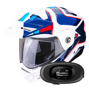 Modular Scorpion ADX-2 Camino Pearl White Blue Red + Kit bluetooth 5R Lite
