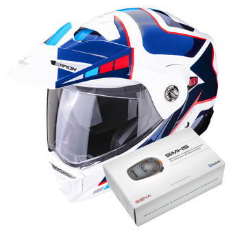 Modular Scorpion ADX-2 Camino Pearl White Blue Red + Kit Bluetooth SMH5