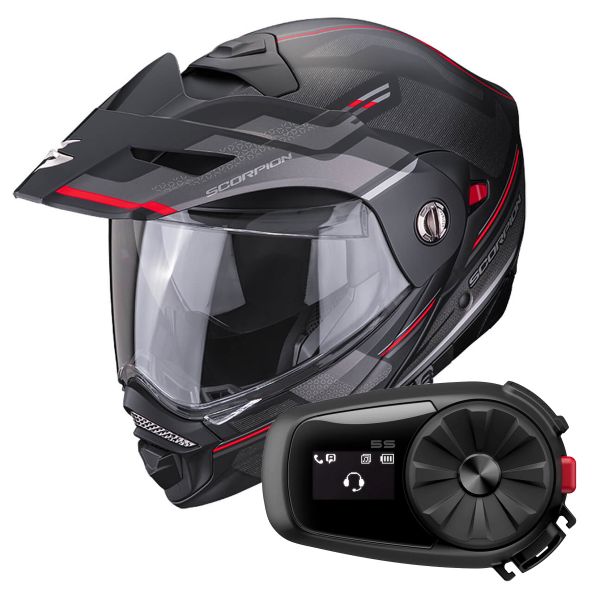 Modular Scorpion ADX-2 Carrera Matt Black Red + Kit Bluetooth 5S