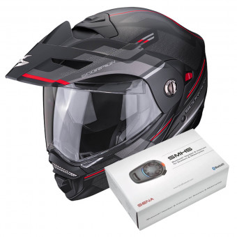 Modular Scorpion ADX-2 Carrera Matt Black Red + Kit Bluetooth SMH5