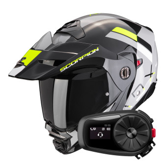 Casque Modular Scorpion ADX-2 Galane Grey Black Neon Yellow + Kit Bluetooth 5S Solo Casque Modular Scorpion ADX-2 Galane Grey Black Neon Yellow + Kit Bluetooth 5S Solo
