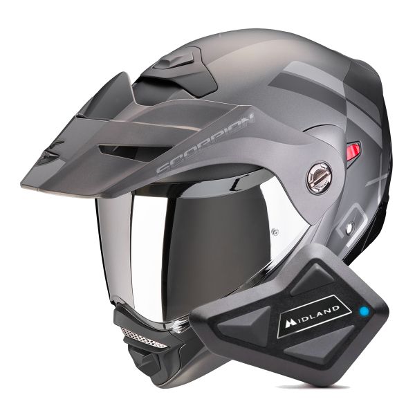 Modular Scorpion ADX-2 Galane Matt Black Silver + Kit Bluetooth BT Mini